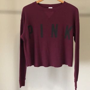 PINK | Crop Waffle-Knit Tee